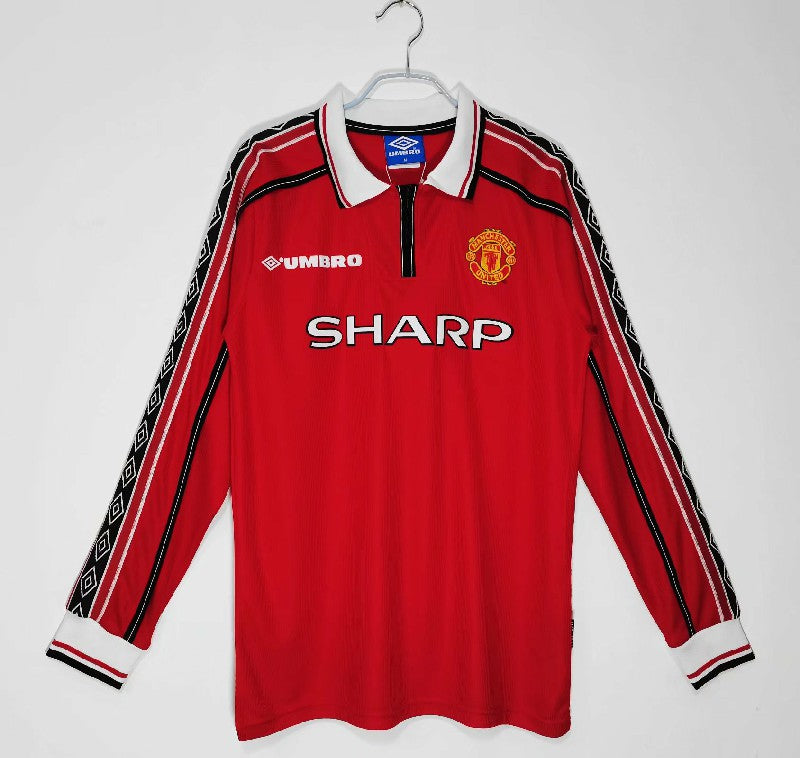 Manchester United 1998/99 home Long Sleeve Retro Soccer Jersey